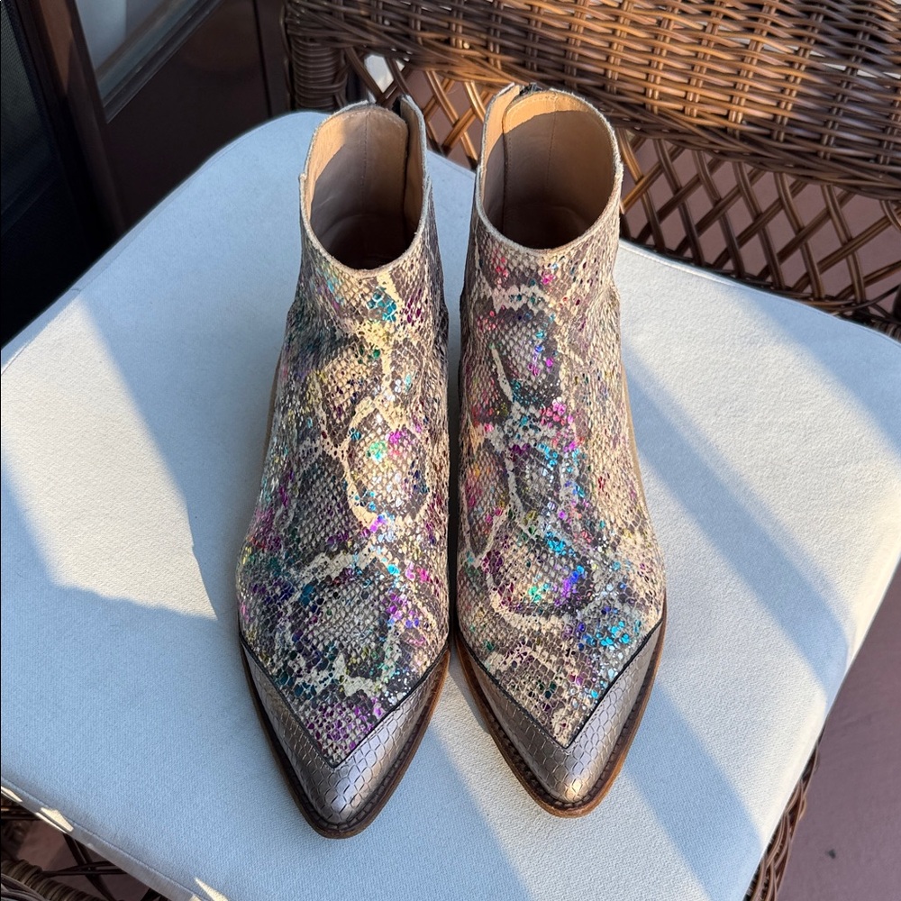 Zadig & Voltaire Iridescent Snakeskin Ankle Boots